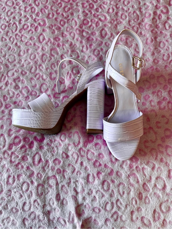 Guess Shoes - Guess Lavendar Croc-Embossed Block Heel Sandals